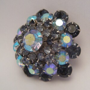 Vintage blau irisierenden Strass-Brosche - Tier - Mitte des Jahrhunderts