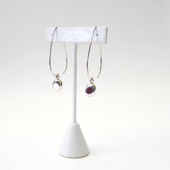 Sterling Silver Dangle Hoop Earrings - 925 - Thre… - image 4