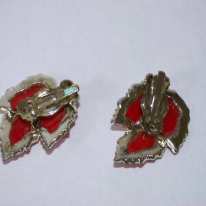 Red Leaf Earrings Clip-On Earrings Mid Century image 2