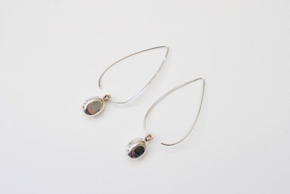 Sterling Silver Dangle Hoop Earrings - 925 - Thre… - image 1