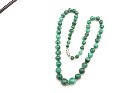Vintage Green Malachite Beaded Necklace - Genuine… - image 5