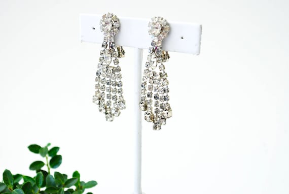 Art Deco  Clear Rhinestone Earrings - 1920's 1930… - image 3