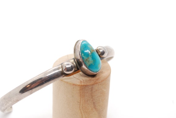 Turquoise & Sterling Silver Cuff Bracelet - Raw G… - image 7