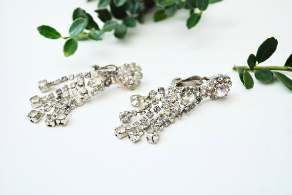 Art Deco  Clear Rhinestone Earrings - 1920's 1930… - image 5