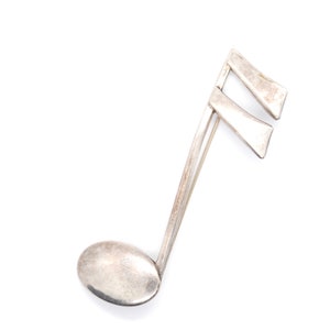 Lang Sterling Silver Musical Note Brooch - Pendant - Music - Vintage - Musician Jewelry - Semiquaver - Sixteenth