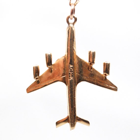 Vintage 14K Gold Airplane Pendant on Chain - Neck… - image 8