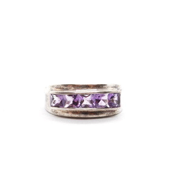 Simplistic 5 Stone Ring - Amethyst - Square Cut G… - image 1