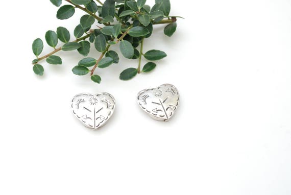 Sterling PatchWork Heart Button Covers - Topstitc… - image 1