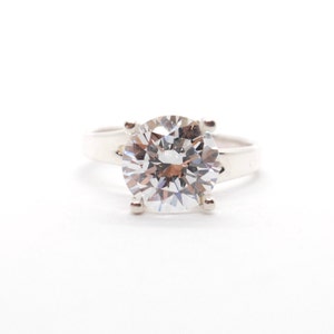 Brilliant 3.8 Carat Solitaire Engagement Ring - Round Cut Stone - Wedding Ring - Conflict Free Jewelry - Alternative - For Her