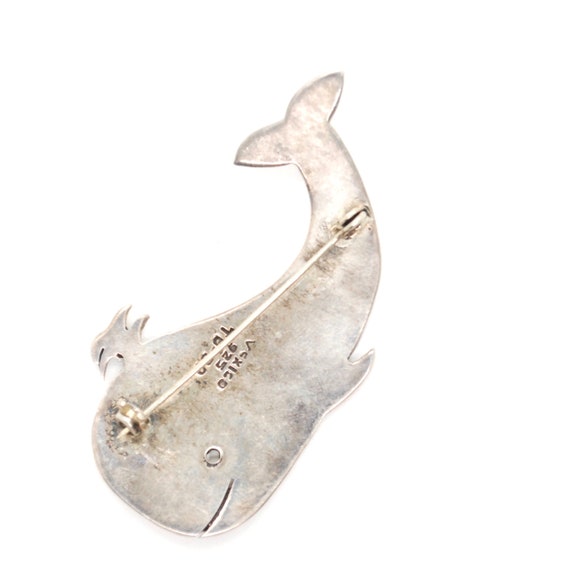 Vintage Whale Pin - Sterling Silver - Brooch - Um… - image 9