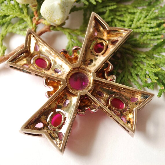 Bright Pink Maltese Cross Pendant - Pink and Purp… - image 10