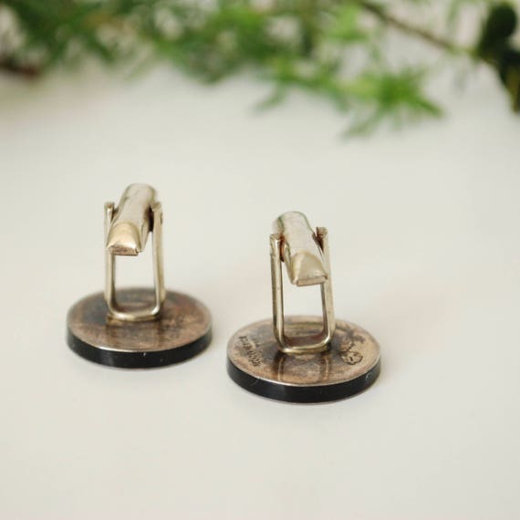 Mexican Sterling & Enamel Cufflinks - For Him - G… - image 5