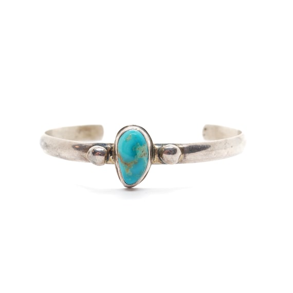 Turquoise & Sterling Silver Cuff Bracelet - Raw G… - image 1
