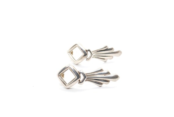 Sterling Square Drop Dangle Earrings - Modern Art… - image 1