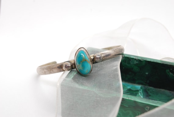Turquoise & Sterling Silver Cuff Bracelet - Raw G… - image 3
