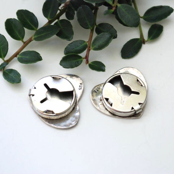 Sterling PatchWork Heart Button Covers - Topstitc… - image 3