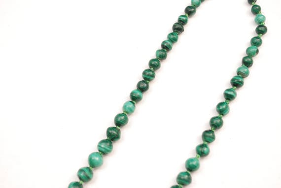 Vintage Green Malachite Beaded Necklace - Genuine… - image 4