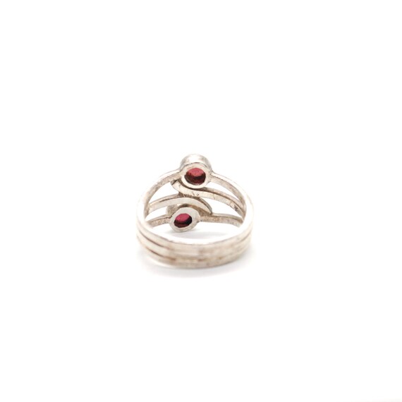 Sterling Statement Ring with Ruby Glass Cabochons… - image 4
