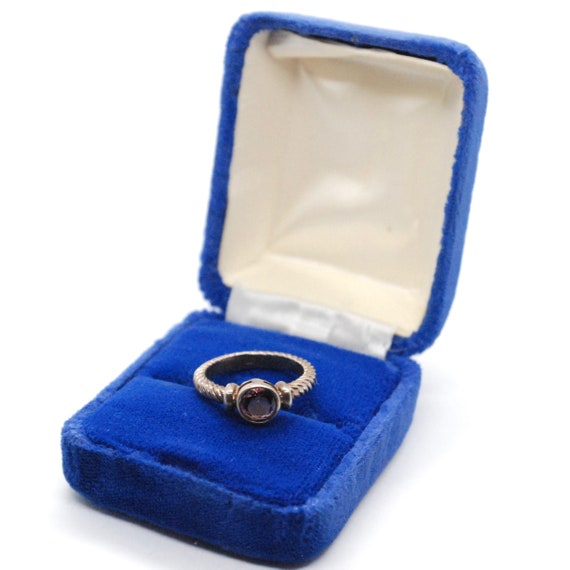 Vintage Silver & Amethyst Ring - Stackable - Purp… - image 2