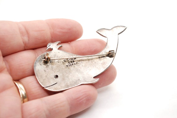 Vintage Whale Pin - Sterling Silver - Brooch - Um… - image 8