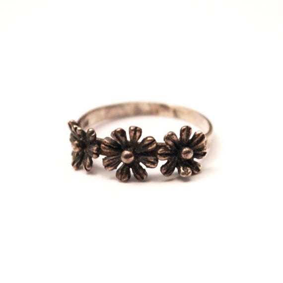 Vintage Sterling Silver Flower Midi Ring - Daisy … - image 3