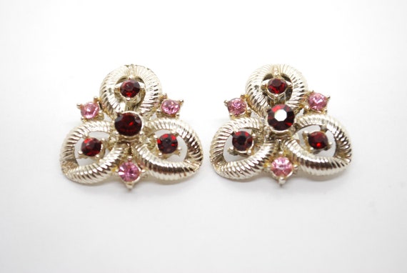 Vintage Gold and Rhinestone Earrings - Clip On - … - image 7