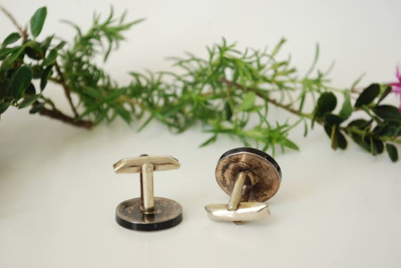 Mexican Sterling & Enamel Cufflinks - For Him - G… - image 3