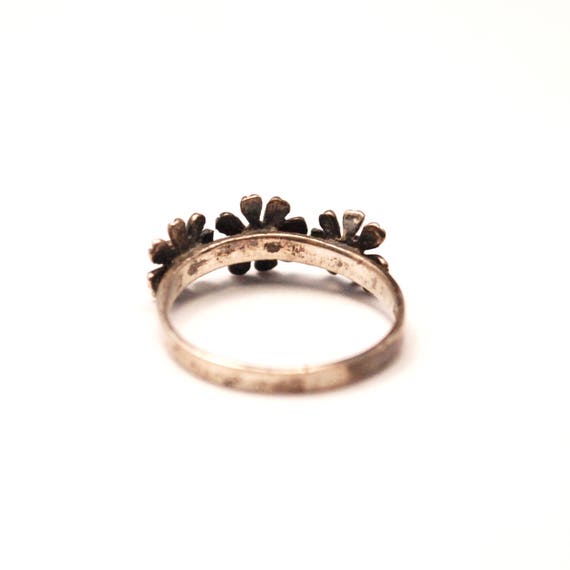 Vintage Sterling Silver Flower Midi Ring - Daisy … - image 2