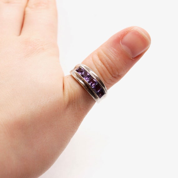 Simplistic 5 Stone Ring - Amethyst - Square Cut G… - image 7