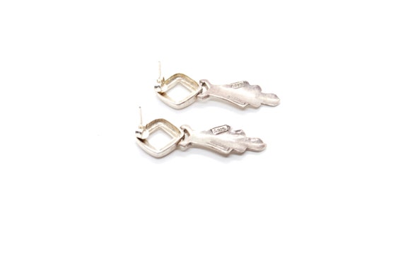 Sterling Square Drop Dangle Earrings - Modern Art… - image 4