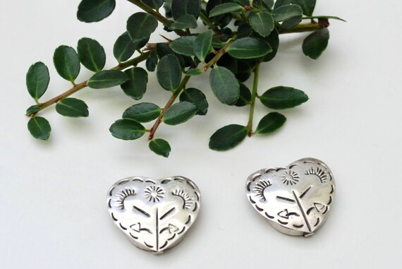 Sterling PatchWork Heart Button Covers - Topstitc… - image 2