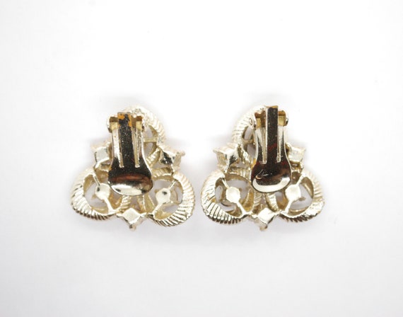Vintage Gold and Rhinestone Earrings - Clip On - … - image 8
