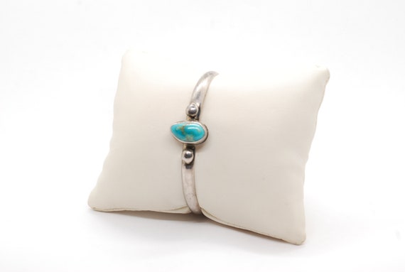Turquoise & Sterling Silver Cuff Bracelet - Raw G… - image 2