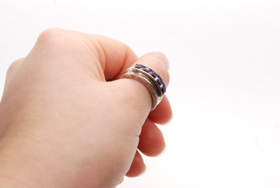 Simplistic 5 Stone Ring - Amethyst - Square Cut G… - image 8