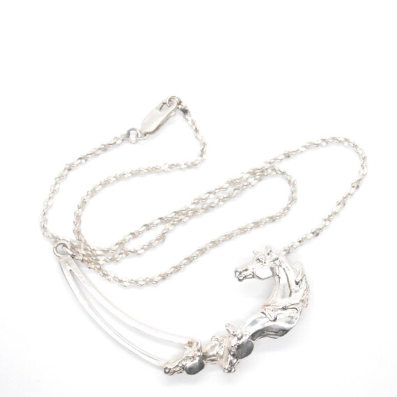 Figural Mustangs Statement Necklace - Solid Sterl… - image 1