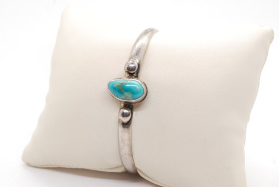 Turquoise & Sterling Silver Cuff Bracelet - Raw G… - image 10