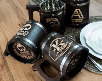 Wooden Beer Stein, Groomsmen wedding gifts ideas, Best man proposal Gift