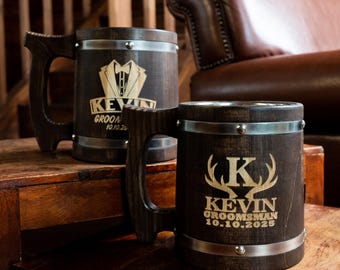 Caneca de cerveja gravada, presente de casamento personalizado para padrinhos