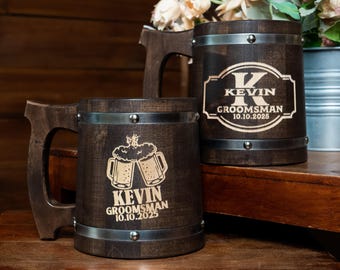 Jarra de cerveza grabada, jarra personalizada, jarra de madera personalizada