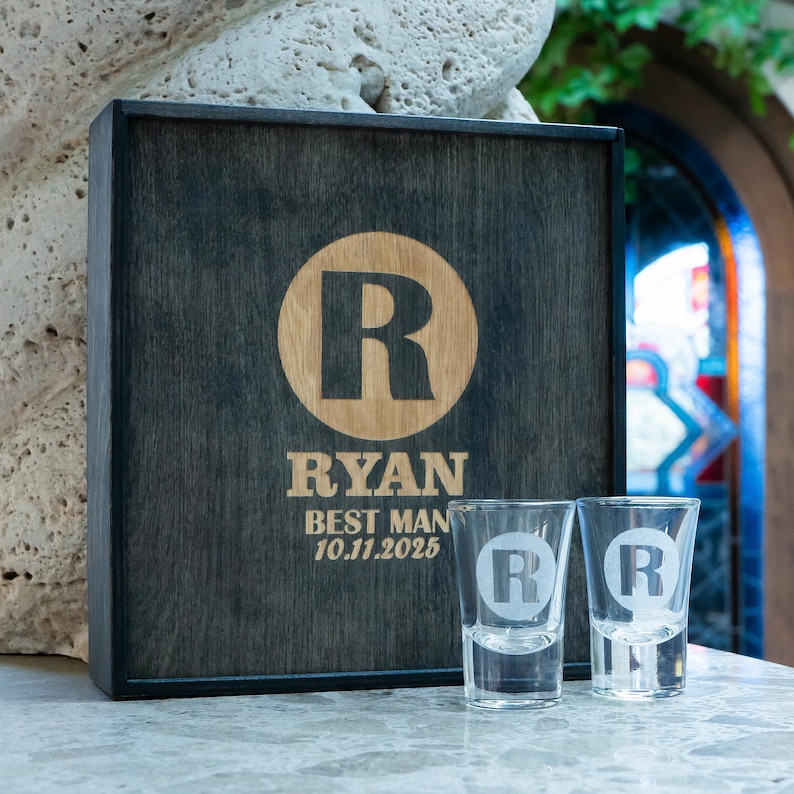 Best Man Gift Rustic Box With Personalized Barware Set - Etsy