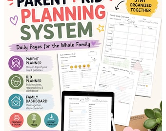 System planowania rodziny | Codzienne strony dla rodziców i dzieci, rutyny, obowiązki, harmonogram rodzinny (do druku i w wersji cyfrowej)