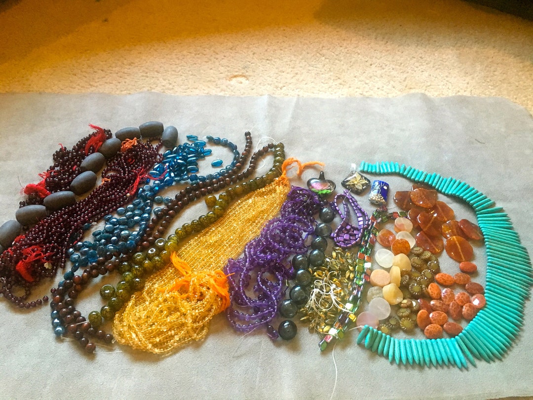 Strands of Semiprecious Gemstone Glass and Stone Beads. Etsy