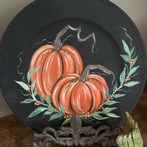 Handbemalte Kürbisschale: Herbst Dekor, Original Kunst