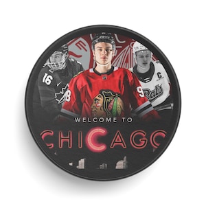 Connor Bedard Chicago Hockey Puck, Collectible Sports Memorabilia, Great Gift for Hockey Fans, Decorative Home Accent, Perfect for Game Days