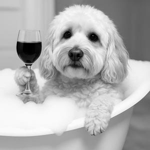 Custom Pet Portraits Set of 3 Greyscale Pet in Bathtub Funny Bathroom Art Print Personalized Pet Dog Mom Gift Illustration Digital Files