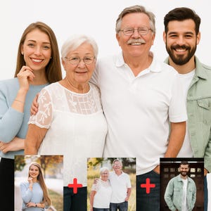 photo merge or add people to photo, Add Deceased Loved One To Picture, Love one portrait , deceased love in photo , family photo collage