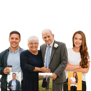 Merge Family Photos, Add Person To Photo, Custom Memorial Gift, Christmas Gifts Combine Photos, Family Portrait, Memorial Gift Dad