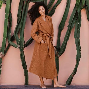 Lightweight Hooded Waffle Linen Robe, Breathable Summer Bathrobe, Travel-Friendly Loungewear, Spa Essential, C6