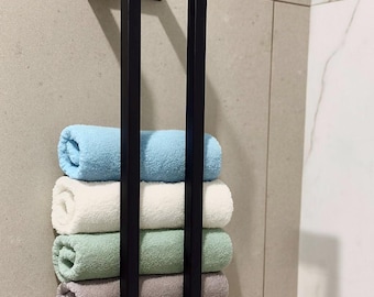 Industrial Metal Wall Towel Rack – Modern Bathroom & Kitchen Towel Holder, Space-Saving Wall-Mounted Towel Bar