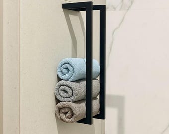 Wall Mounted Metal Towel Rack – Industrial Bathroom Towel Bar, Modern Towel Holder for Kitchen or Bath Storage